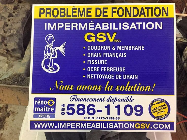Pancarte Imperméabilisation G.S.V a Saint-Paul