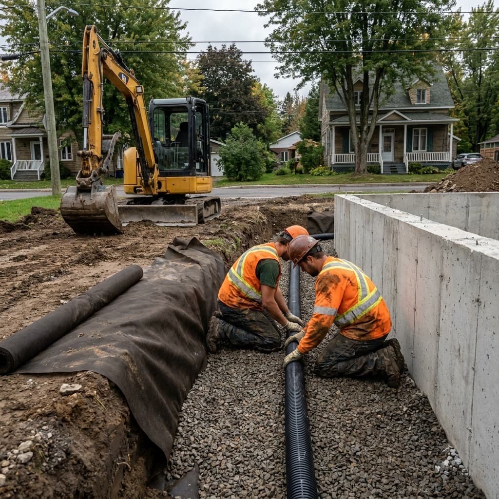 Drain français intérieur ou extérieur — quel choisir? — Imperméabilisation GSV, Lanaudière (3)