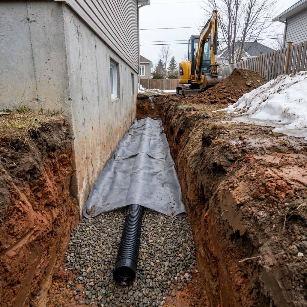 Drain français intérieur ou extérieur — quel choisir? — Imperméabilisation GSV, Lanaudière (1)