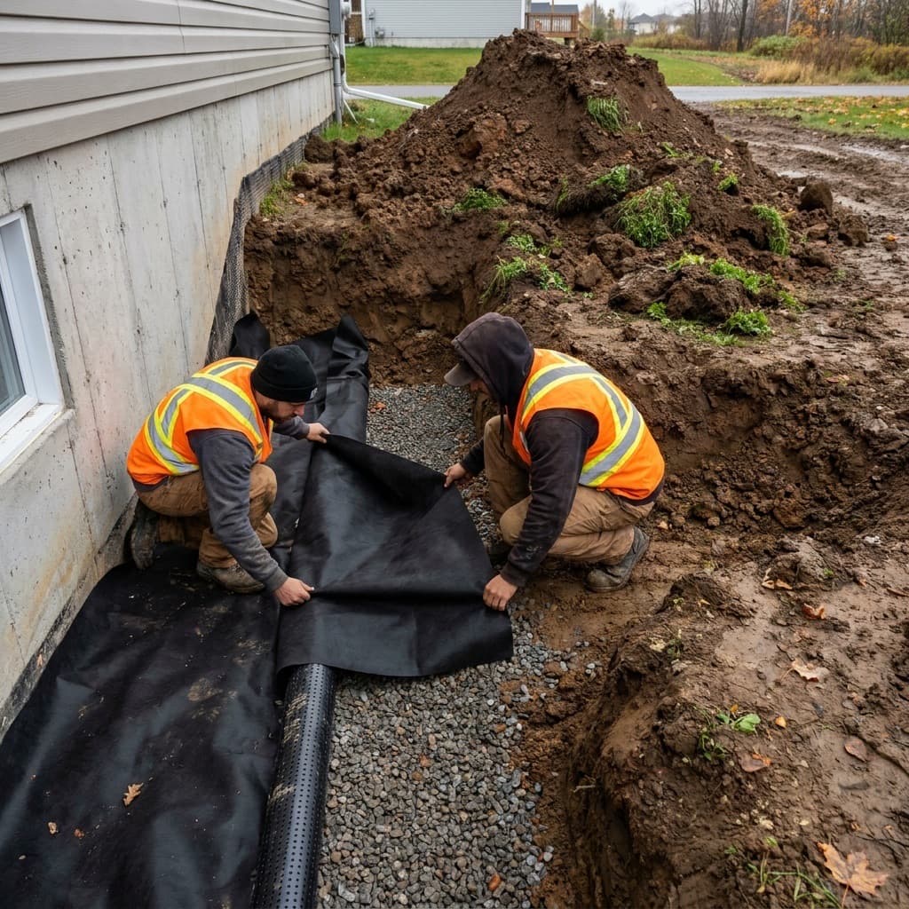 French drain in Mascouche — installation, cleaning and camera inspection