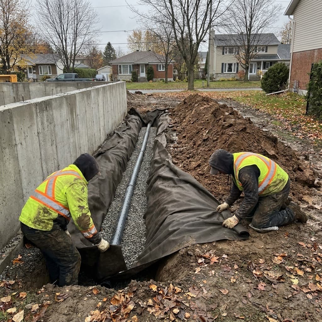 French drain in Terrebonne — installation, cleaning and camera inspection