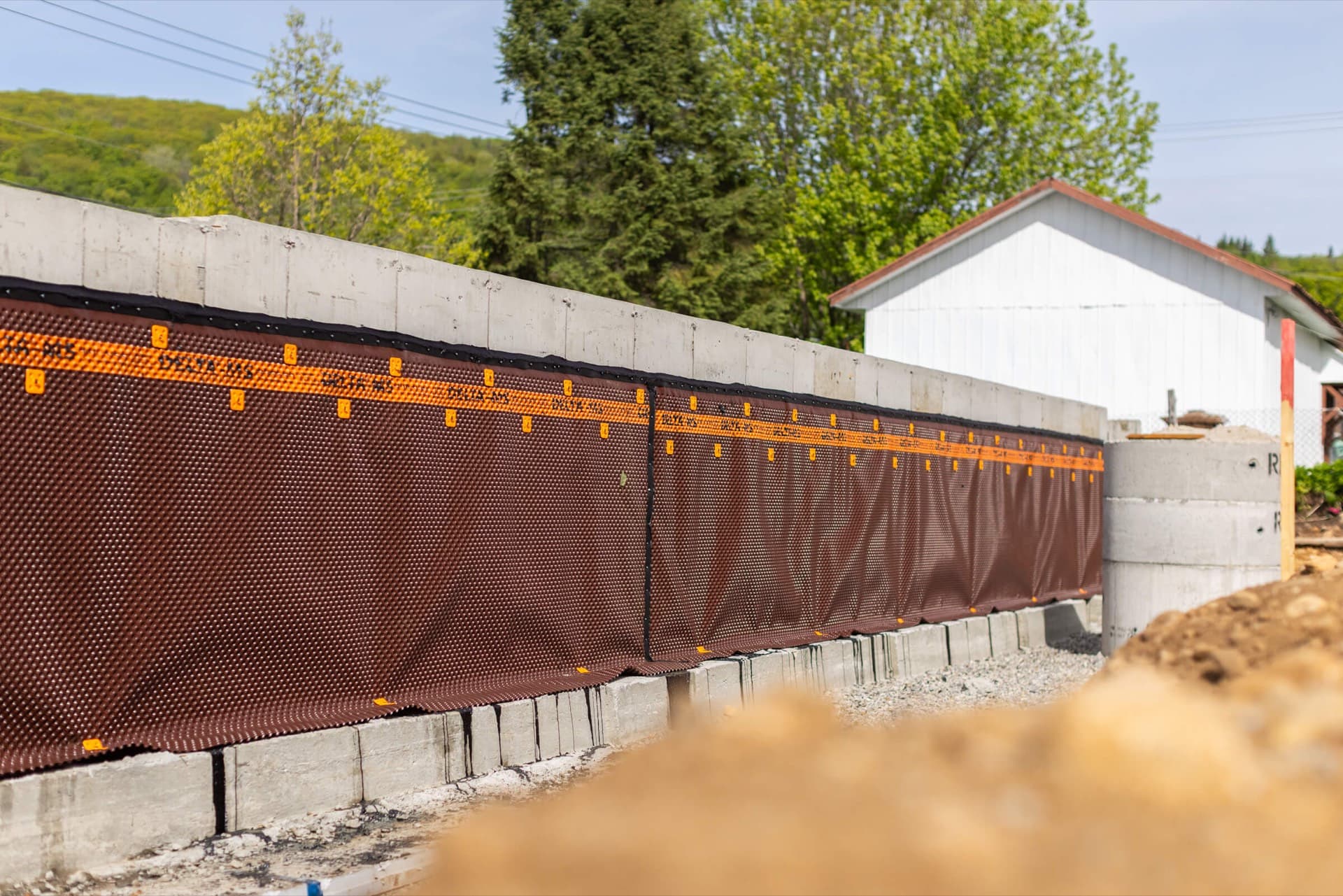 Fondation imperméabilisée avec membrane Delta-MS dans Lanaudière
