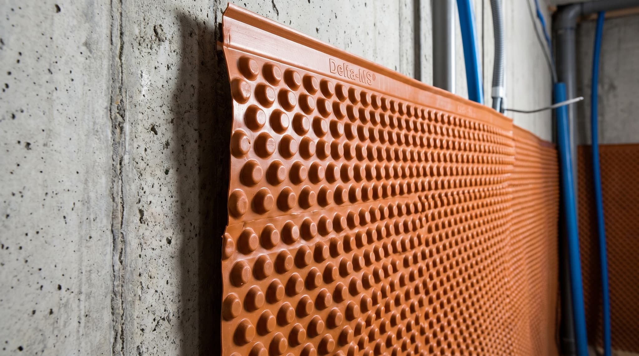 Installation de membrane Delta MS sur fondation — certifié Dörken