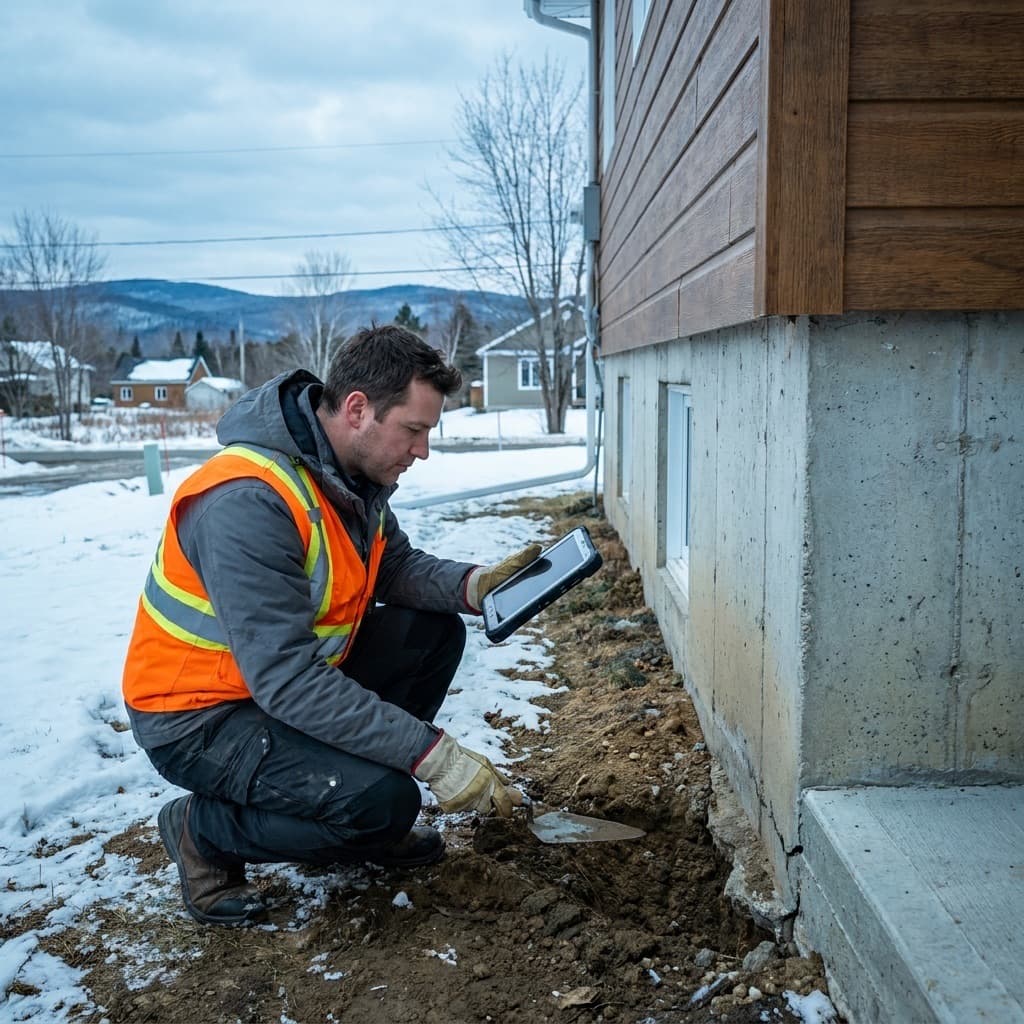 Soulèvement de fondation par le gel — Imperméabilisation GSV, Lanaudière (3)